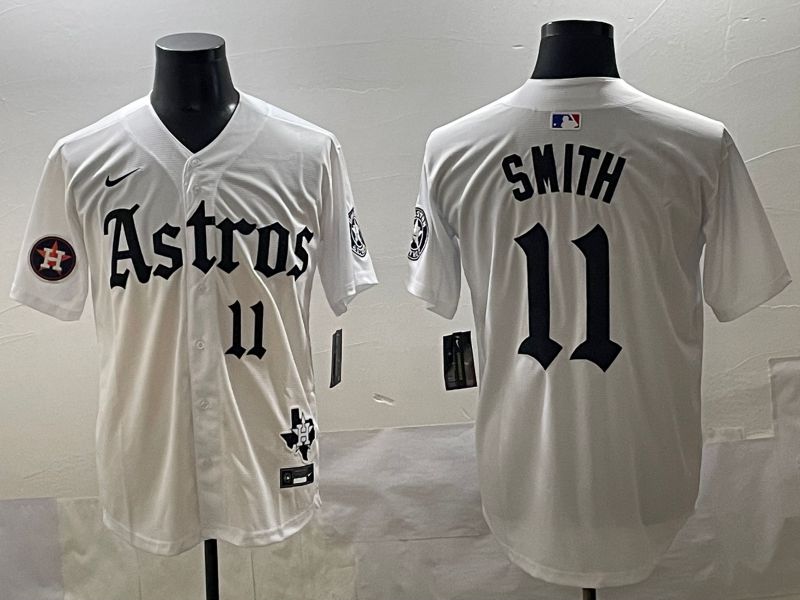 Men 2025 Houston Astros #11 Smith White Five generations Joint Name Nike MLB Jersey style 46